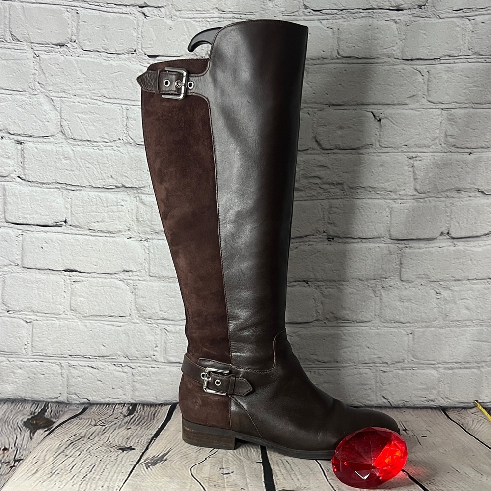 Marc Fisher Elegant Brown Leather Knee-High Boots